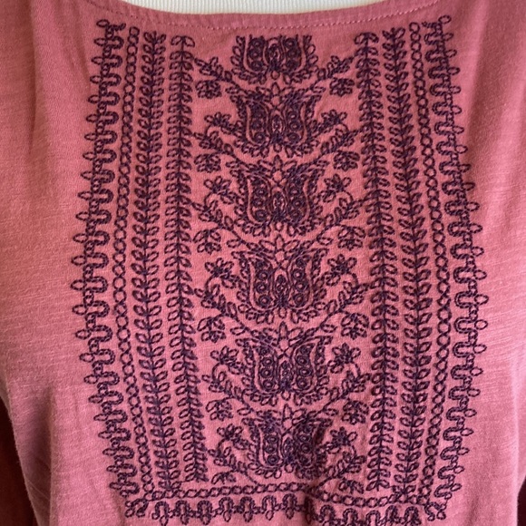 Garnet Hill Women’s Embroidered Boatneck Knit Shift Dress Sz M Granola Bohemian - Picture 6 of 15